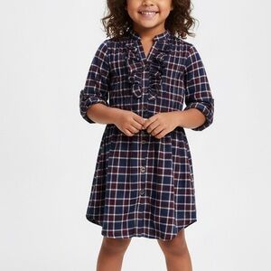 Rare Editions Plaid Ruffle Button Up Dress